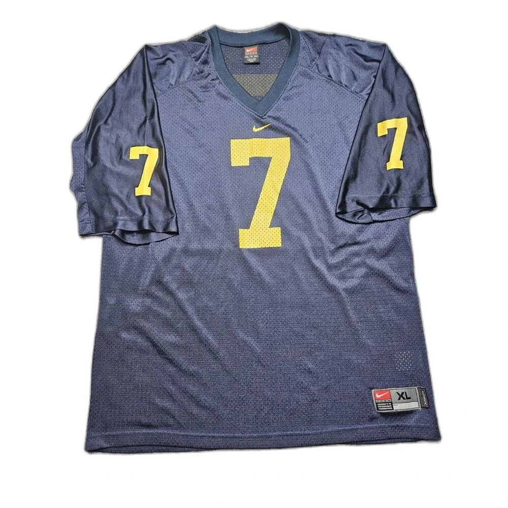 Vintage Team Nike Michigan Wolverines #7 Men's Football Jersey Blue Size XL